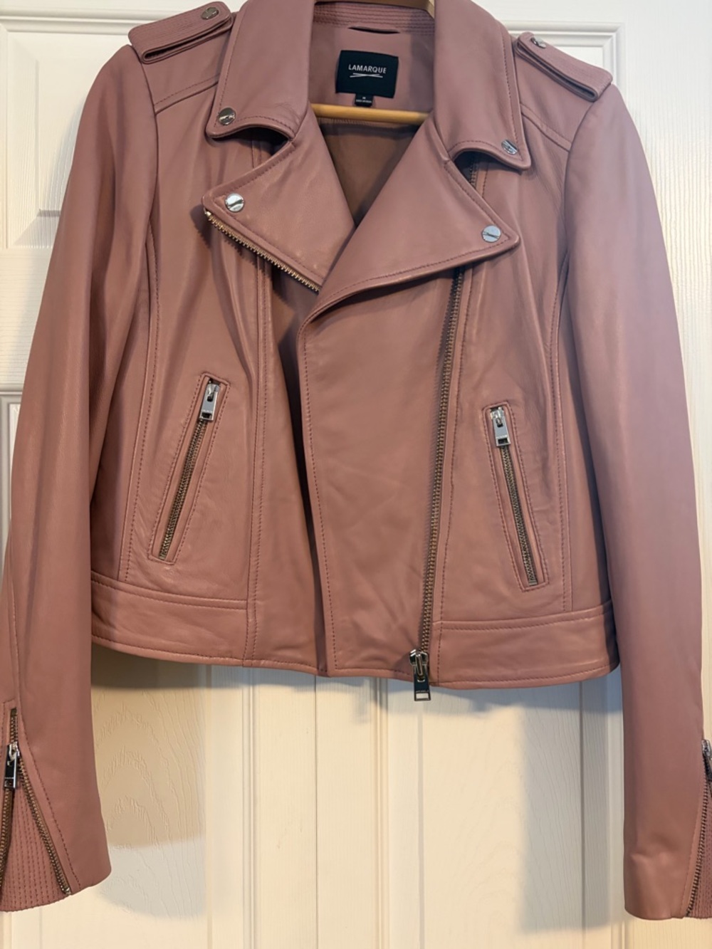 Lamarque Donna Dusty Rose Leather Moto Jacket - never worn.